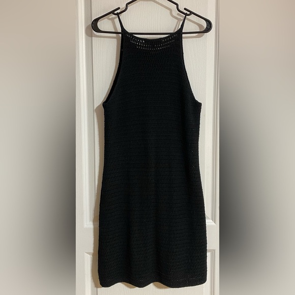 Banana Republic Knit Cotton Beachy Spaghetti Strap Mini Black Dress Size Small - Picture 4 of 7